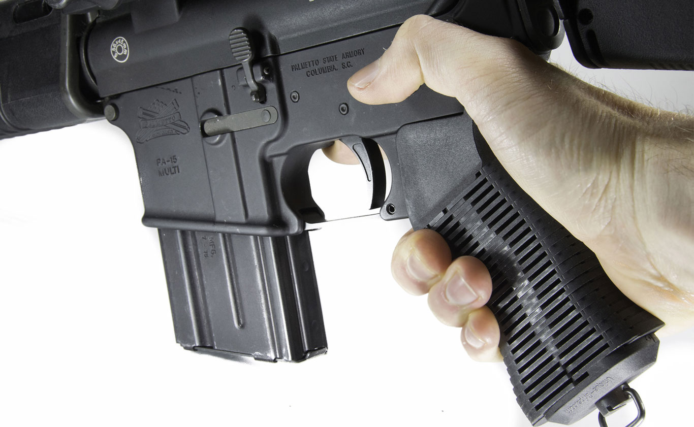 Strange in appearance, the Unique-Grip forms to the shooter’s hand.